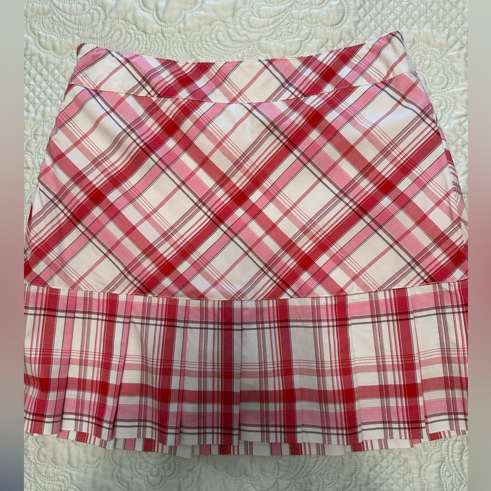Lady Haven Golf Skort Red White Pleated Plaid 2